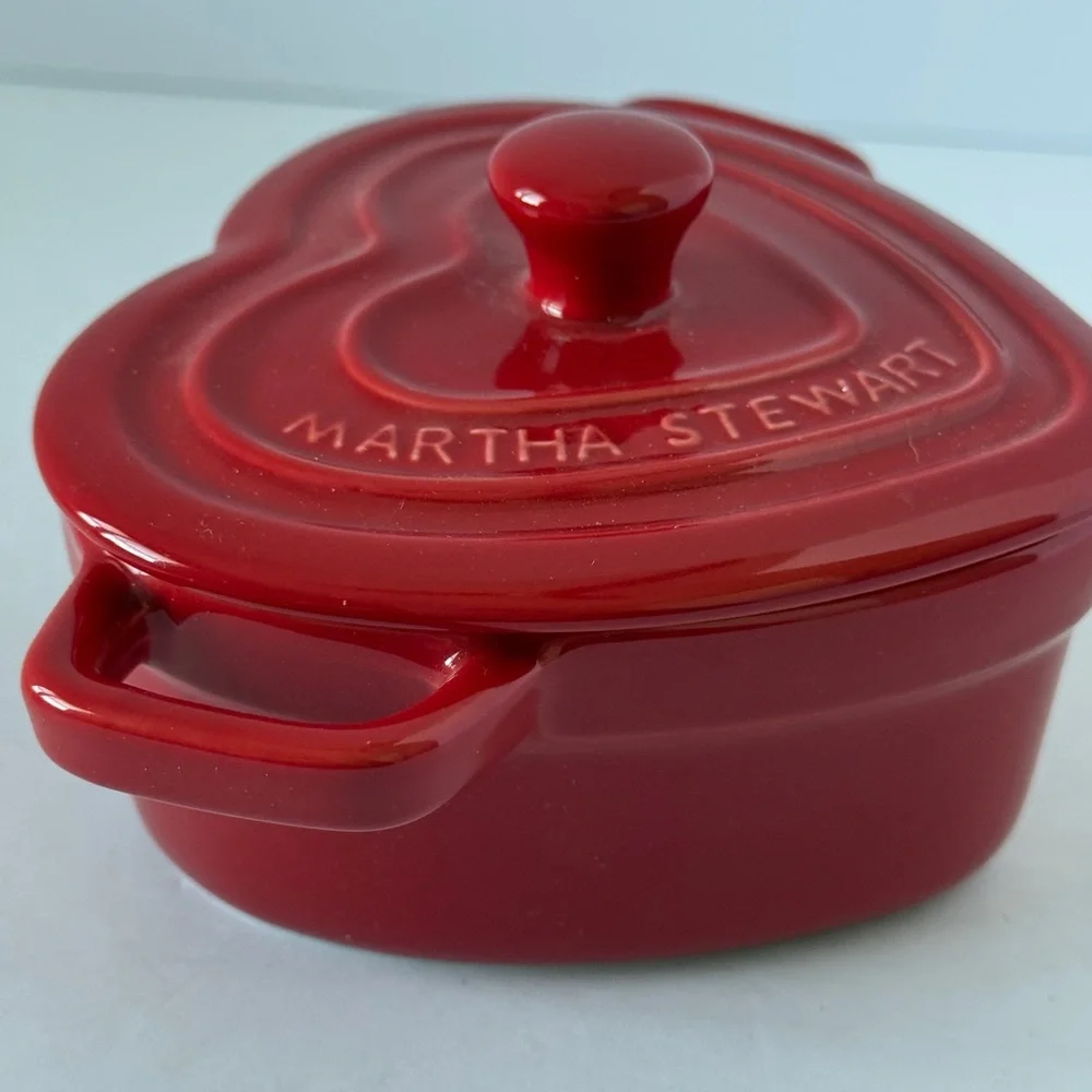 Martha Stewart Heart Cocottes Stoneware - Red